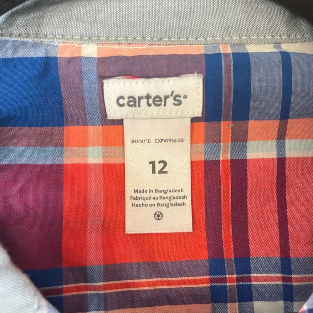 Carter's Colorful Plaid‎ Shirt with Tan Pants